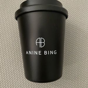 8 oz black Anine Bing reusable cup with lid